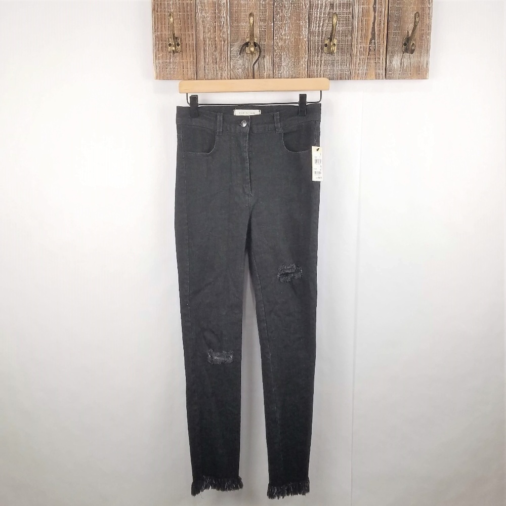 Max Studio London Jeans Womens 26 Destroyed Raw Hem Skinny